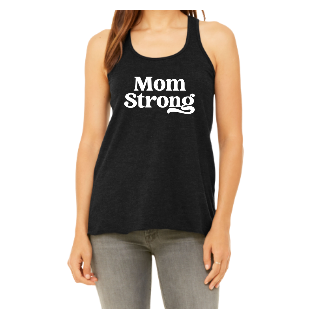 Mom Strong Black Tank